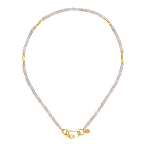Trendjuwelier Bemelmans - I Am Jai Traditional Gold And Stone Necklace With Screw Lock Grey Onyx