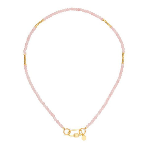Trendjuwelier Bemelmans - I Am Jai Traditional Gold And Stone Necklace With Screw Lock Rozenkwarts