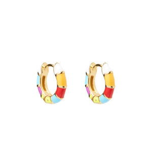 Trendjuwelier Bemelmans - I Am Jai Trendy Rainbow Enamel Gold Hoop Earrings Gold