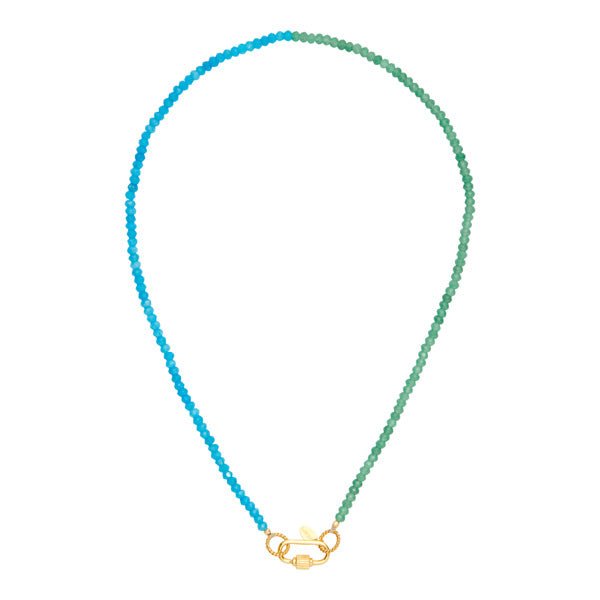 Trendjuwelier Bemelmans - I Am Jai Trendy Two Color Bead Necklace With Screw Lock Aqua Green Gold
