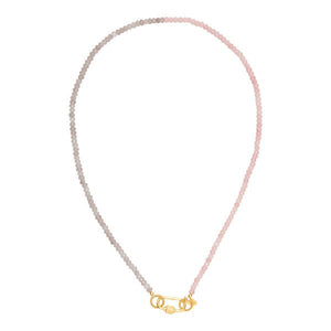Trendjuwelier Bemelmans - I Am Jai Trendy Two Color Bead Necklace With Screw Lock Pink Grey Gold