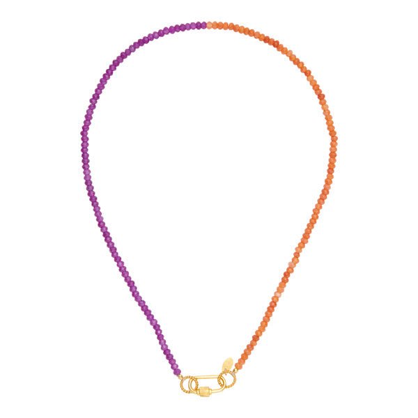 Trendjuwelier Bemelmans - I am Jai Trendy Two Color Bead Necklace With Screw Lock Purple Orange Gold