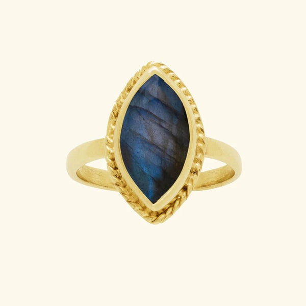 Trendjuwelier Bemelmans - Josephina Jewelry Labradorite Milly Marquise Ring Goud