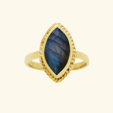 Trendjuwelier Bemelmans - Josephina Jewelry Labradorite Milly Marquise Ring Goud