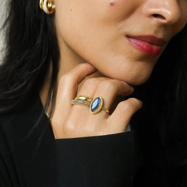 Trendjuwelier Bemelmans - Josephina Jewelry Labradorite Milly Marquise Ring Goud