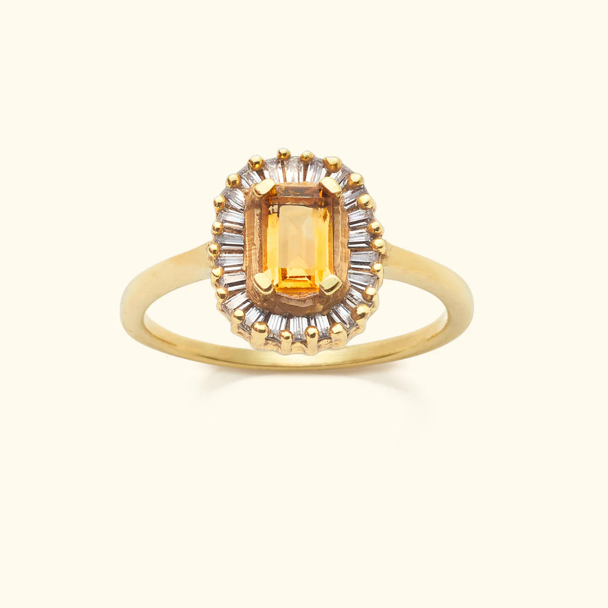 Trendjuwelier Bemelmans - Josephina Jewelry Vintage Citrine Diamond Baguette Ring | Birthstone November