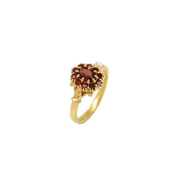 Trendjuwelier Bemelmans - Josephina Jewelry Vintage Garnet Flower Ring Goud