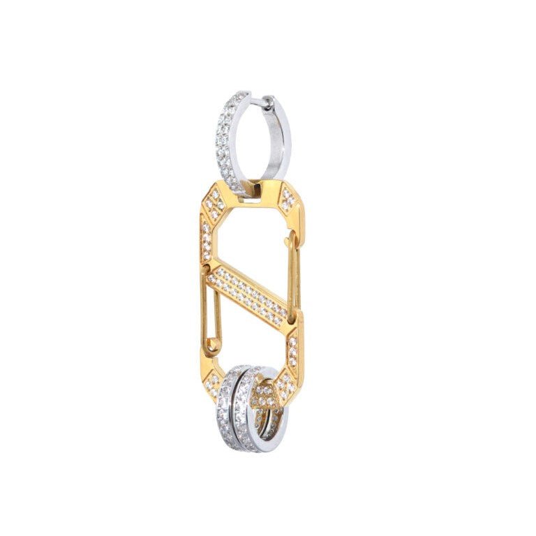 Trendjuwelier Bemelmans - Juli Dans Jewels Infinity Square Oorbel Zilver Goud