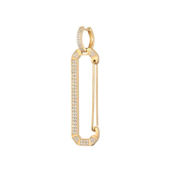 Trendjuwelier Bemelmans - Juli Dans Jewels Lange Bonne Oorbel Goud Witte Steentjes