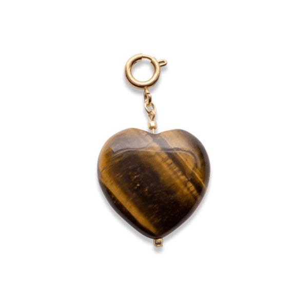 Trendjuwelier Bemelmans - Le Veer Jewelry Brown Tiger Eye Heart Charm Goud