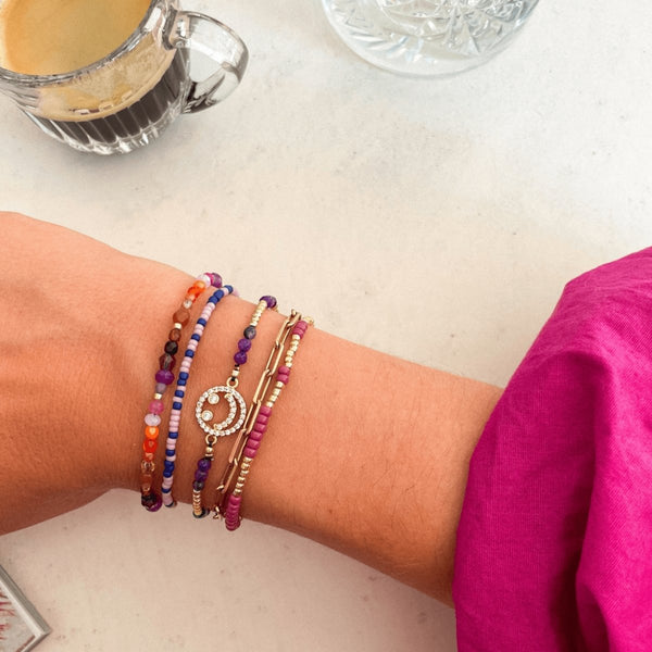 Trendjuwelier Bemelmans - Le Veer Jewelry Make Me Smile Bracelet Purple Gold