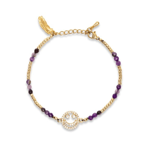 Trendjuwelier Bemelmans - Le Veer Jewelry Make Me Smile Bracelet Purple Gold