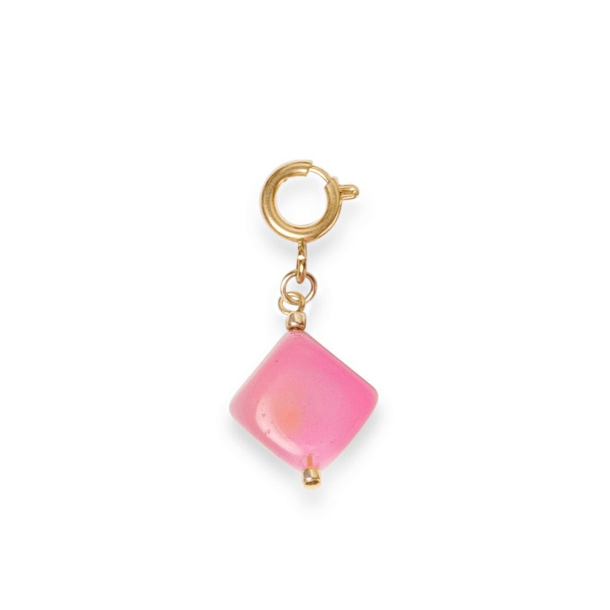 Trendjuwelier Bemelmans - Le Veer Jewelry Pink Cube Charm Goud