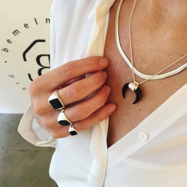 Mimi et Toi Oval Resin Large Ring Silver | Trendjuwelier Bemelmans.