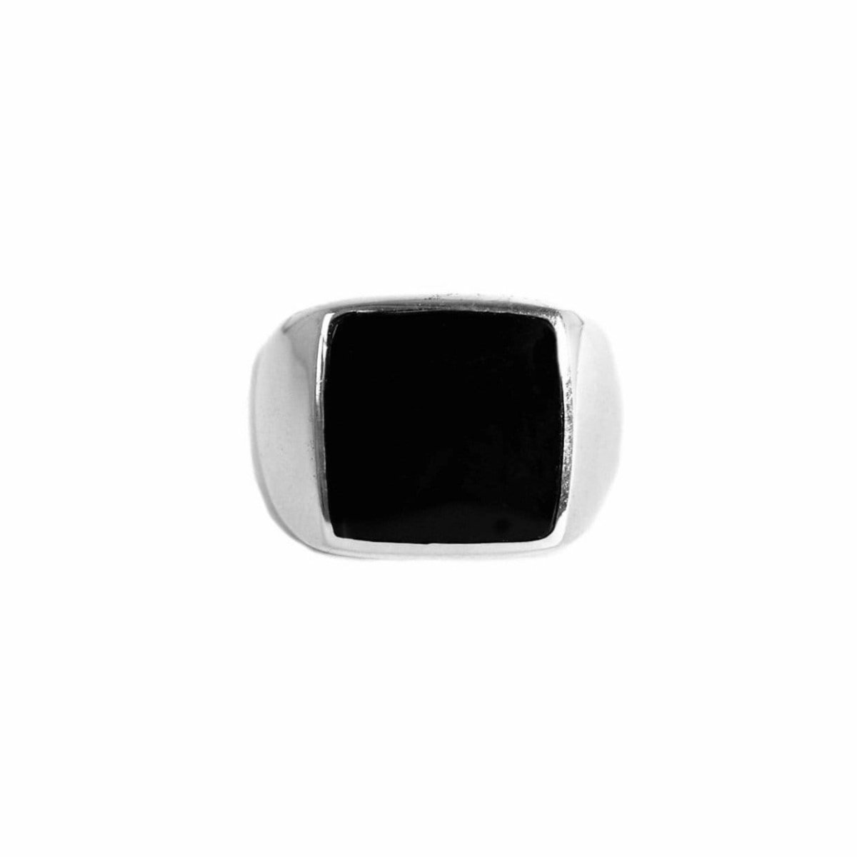 Mimi et Toi Square Resin Black Large Ring Silver | Trendjuwelier Bemelmans.