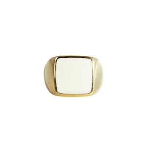 Mimi et Toi Square Resin White Large Ring Gold | Trendjuwelier Bemelmans.