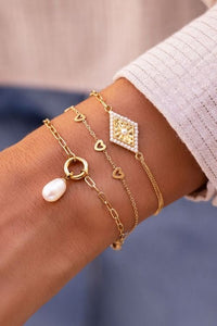 Trendjuwelier Bemelmans - My jewellery Armband Met Geruite Bedel & Parels A5