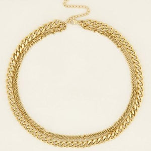 My Jewellery Driedubbele Schakelketting Gold Plated | Trendjuwelier Bemelmans.