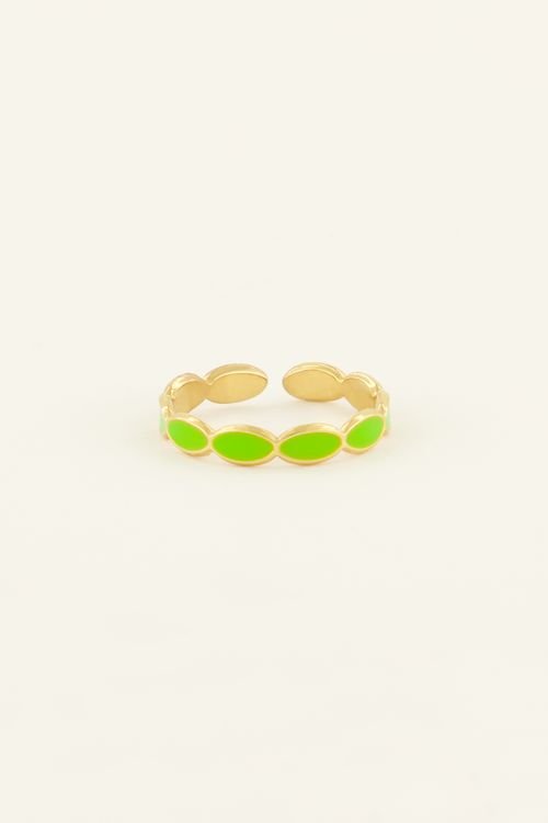 Trendjuwelier Bemelmans - My Jewellery Groene Ring Met Bubbles Goud R15