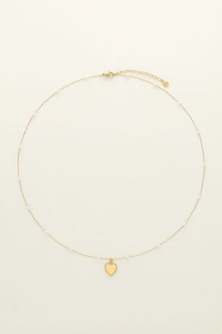 Trendjuwelier Bemelmans - My Jewellery Ketting Met Hartjes Bedel En Parels Goud k25