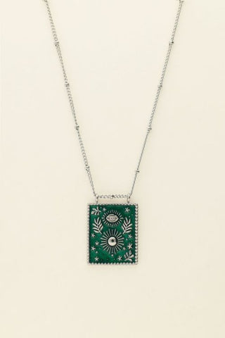 Trendjuwelier Bemelmans - My Jewellery Mystic Ketting Met groene Bedel Zilver k4