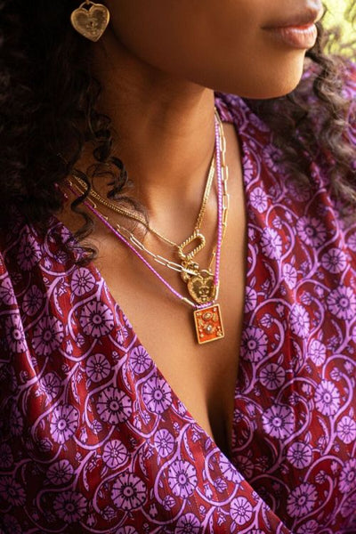 Trendjuwelier Bemelmans - My Jewellery Mystic ketting met oranje bedel Goud k7