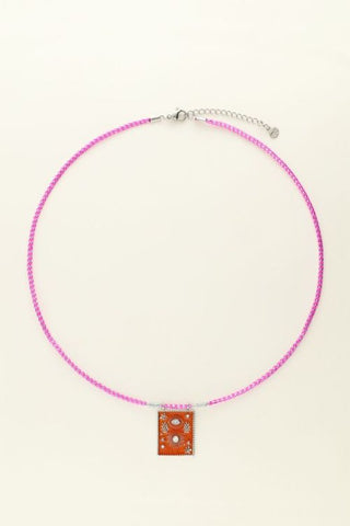 Trendjuwelier Bemelmans - My Jewellery Mystic ketting Met Oranje Bedel Zilver k8