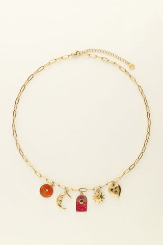 Trendjuwelier Bemelmans - My Jewellery Mystic Ketting Met Verschillende Bedels Goud k1