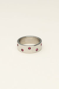 Trendjuwelier Bemelmans - My Jewellery Mystic ring met sterretjes en roze steentjes Zilver r19