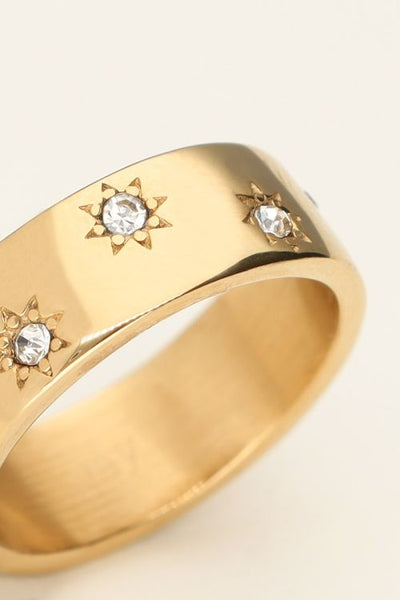Trendjuwelier Bemelmans - My Jewellery Mystic Ring Met Sterretjes En Steentjes Wit Goud r16