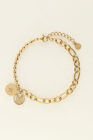 Trendjuwelier Bemelmans - My Jewellery Schakelarmband Met Twee Bedels Goud a12