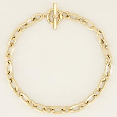 My Jewellery Schakelketting Kapittelslot Gold Plated | Trendjuwelier Bemelmans.