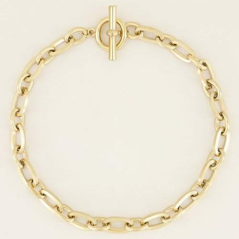 My Jewellery Schakelketting Kapittelslot Gold Plated | Trendjuwelier Bemelmans.