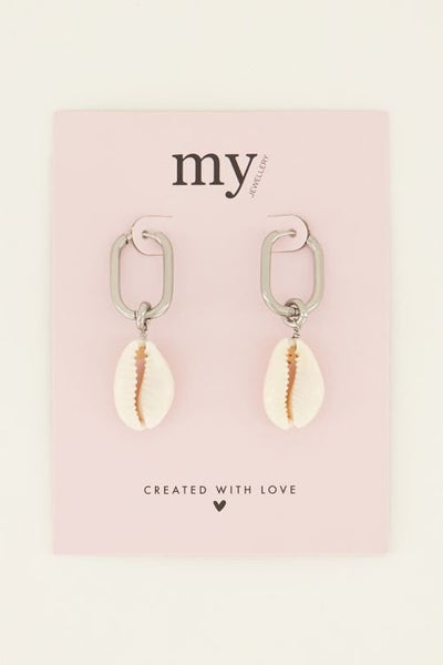 Trendjuwelier Bemelmans - My Jewellery Sunchasers Oorringen Ovaal Met Schelp Zilver o7