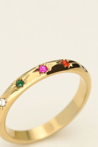 Trendjuwelier Bemelmans - My Jewellery Universe Ring Met Gekleurde Steentjes r21