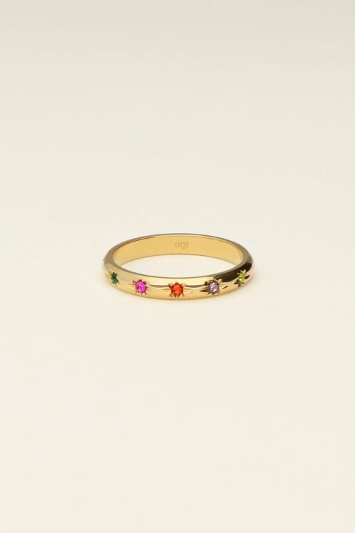 Trendjuwelier Bemelmans - My Jewellery Universe Ring Met Gekleurde Steentjes r21