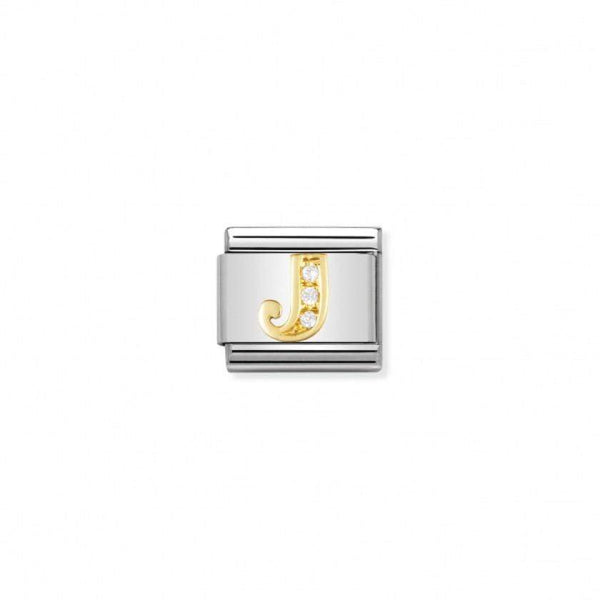 Nomination Verwisselbare Classic Link Letters met zirconia steentjes in 18krt goud | Trendjuwelier Bemelmans.