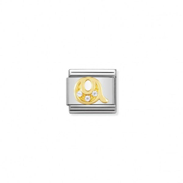 Nomination Verwisselbare Classic Link Letters met zirconia steentjes in 18krt goud | Trendjuwelier Bemelmans.