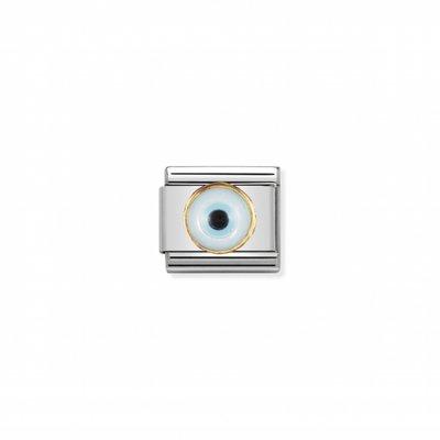 Nomination Verwisselbare Classic Link Rond Grieks Oog Met 18krt Goud Omhuld | Trendjuwelier Bemelmans.