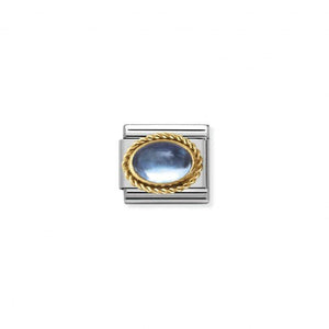 Nomination Verwisselbare Classic Link Topaas Lichtblauw met 18krt goud omhuld | Trendjuwelier Bemelmans.