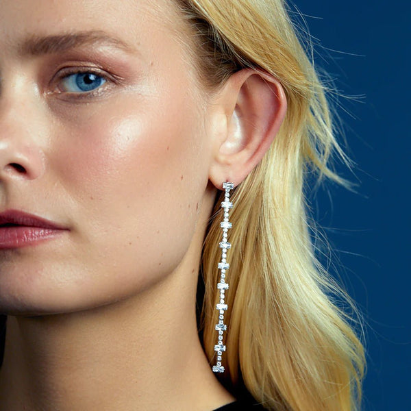 Trendjuwelier Bemelmans - Orelia Baguette & Cupchain Long Drop Earrings