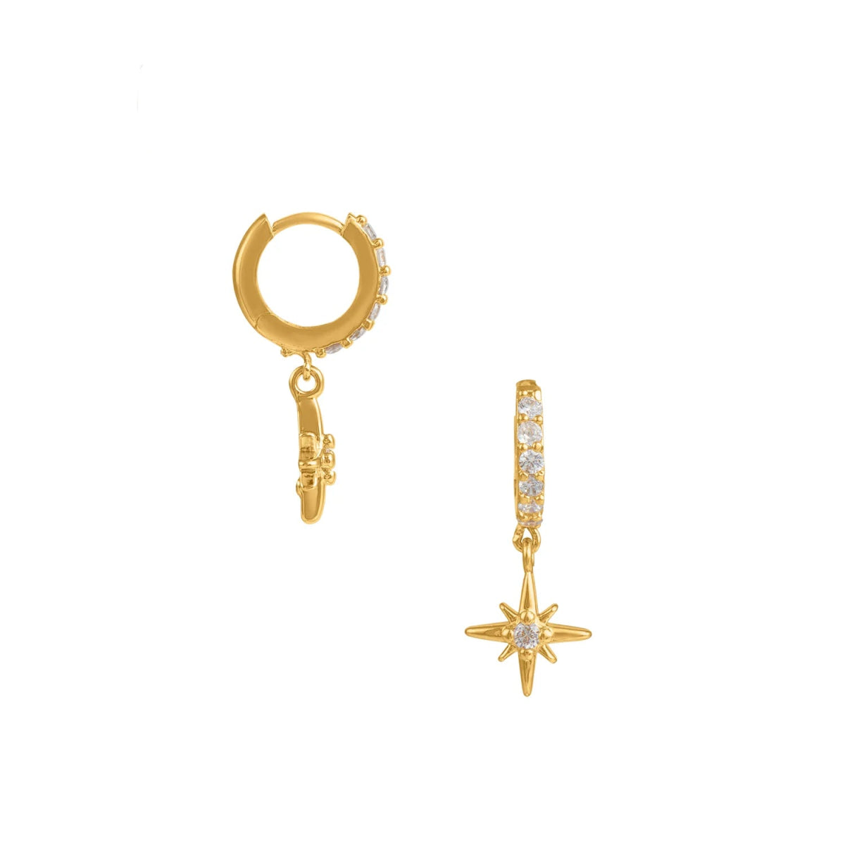 Trendjuwelier Bemelmans - Orelia Stripe Christmas Cracker With Pave Starburst Earrings - Gold