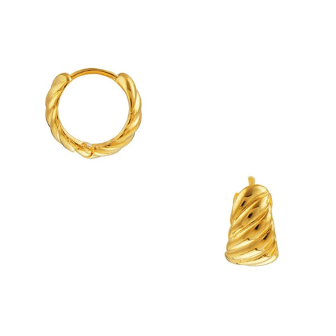 Trendjuwelier Bemelmans - Orelia Twist Chubby Huggie Hoop Earrings - Gold