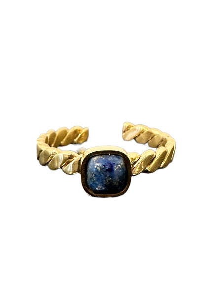 Trendjuwelier Bemelmans - Zag bijoux Tresse Ring Lapis lazuli Goud r24