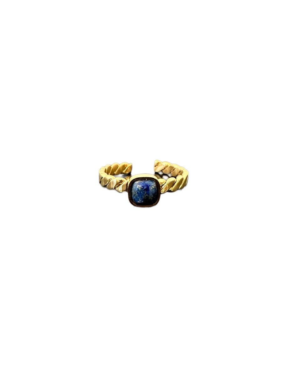 Trendjuwelier Bemelmans - Zag bijoux Tresse Ring Lapis lazuli Goud r24